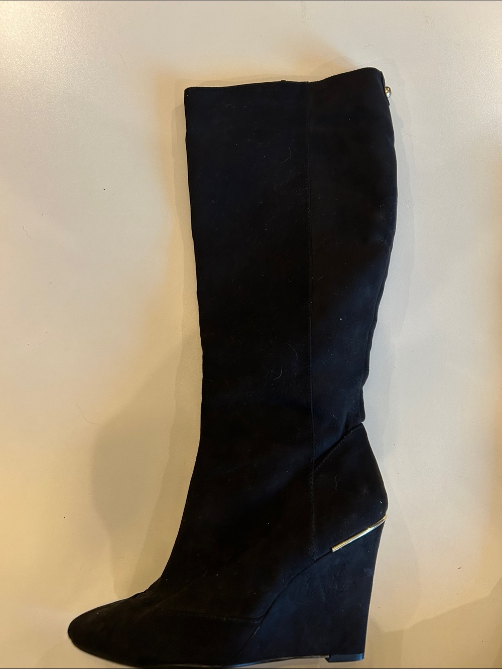 Source Unknown Black Suede Wedge Knee Boots